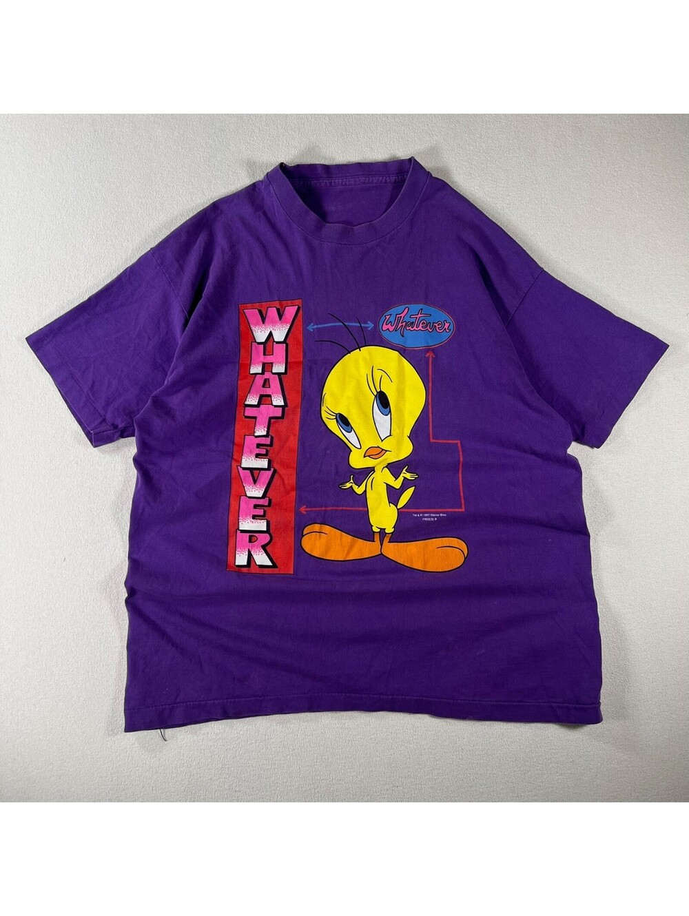 Vintage 1997 Freeze "Whatever" Tweedy Bird Purple Tee XXL